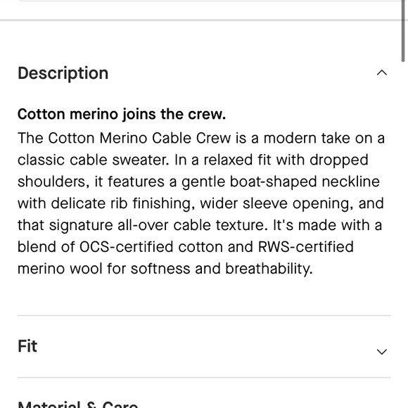 EVERLANE MERINO WOOL COTTON CABLE KNIT SWEATER - Picture 7 of 8